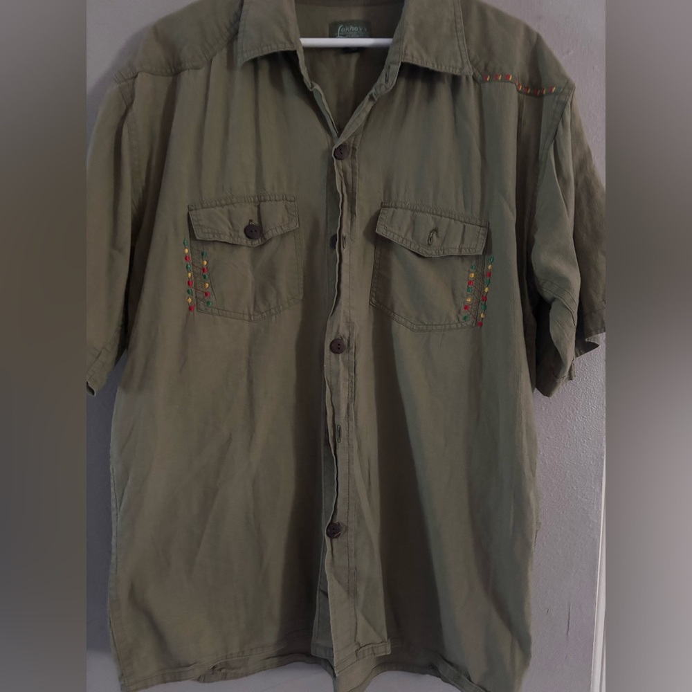 Men's Casual Olive Button Down Shirt